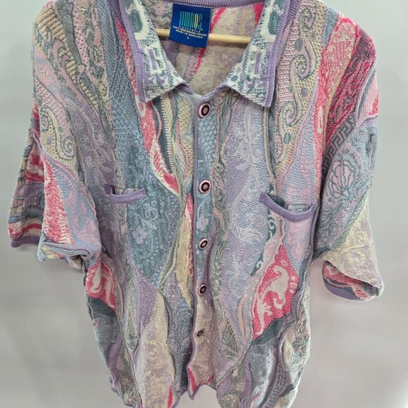 Limnos Pastel 100% Mercerised Cotton Open Australian Textured Sweater Large - Picture 2 of 15